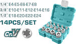 Total Socket Torx with Square Drive 1/4", 1/2", 3/8" Size E10 / E11 / E12 / E14 / E16 / E18 / E20 / E22 / E24 / E4 / E5 / E6 / E7 / E8