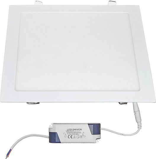 Adeleq Square Recessed LED Panel 25W with Cool White Light 6300K 30x30cm