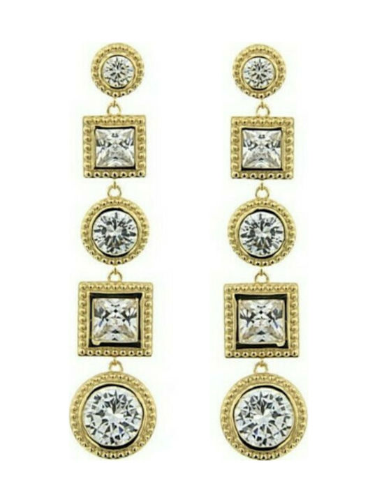 Earrings Pendants made of Silver Gold Plated with Stones JSE2504.2