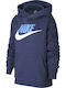 Nike Fleece Παιδικό Φούτερ με Κουκούλα και Τσέπες Μπλε Sportswear Club