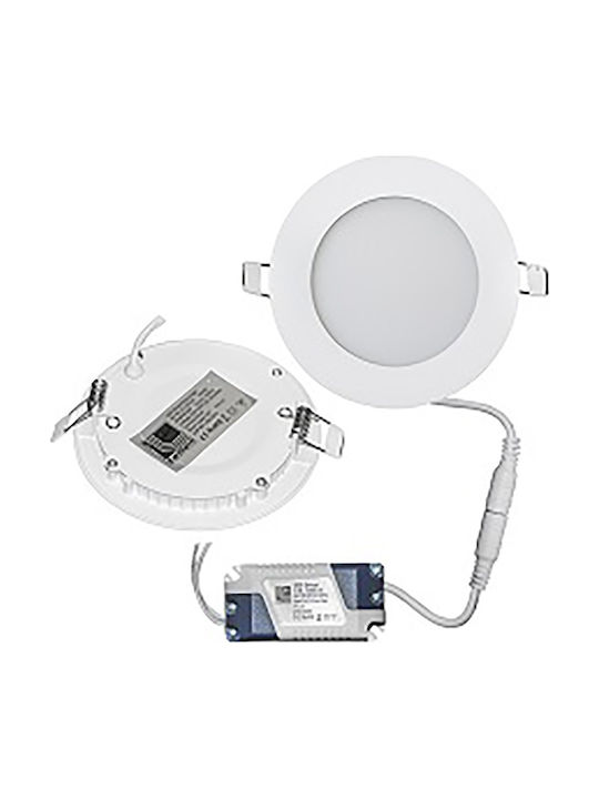 Adeleq Rund Metallisch Einbau Spot mit integriertem LED und Natürliches Weißes Licht 6W 450Lm Weiß 10.5x10.5cm.