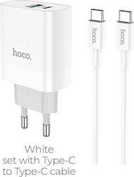 Hoco Ladegerät mit USB-A Anschluss und Kabel USB-C 18W Schnellaufladung 3.0 / Stromlieferung Weißs (C80A Rapido)