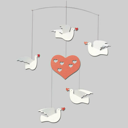 Flensted Mobiles Kinder Dekoratives Zimmermobil Tiere Rot Liebe & Frieden 45x35cm