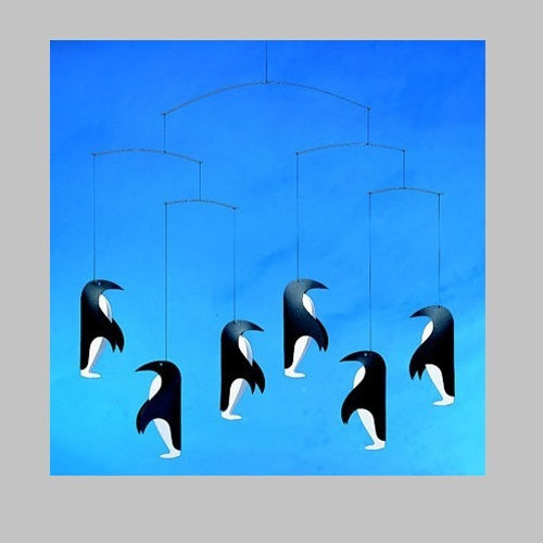 Flensted Mobiles Kids Room Decorative Mobile Animals Black Penguins 44x48cm