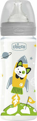 Chicco Πλαστικό Μπιμπερό Well Being Κατά των Κολικών με Θηλή Σιλικόνης 330ml για 4+ μηνών Grey Διαστημόπλοιο