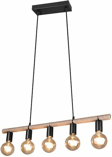 Trio Lighting Einar Pendant Light Beige with Rope for 5 Bulbs E27 80x150cm