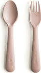 Mushie Βρεφικό Σετ με Πιρούνι Fork & Spoon από Σιλικόνη Blush 2τμχ