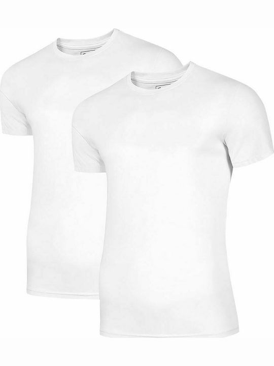 4F 2 Pack Herren Sport T-Shirt Kurzarm Weiß