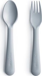 Mushie Baby Set mit Gabel Fork & Spoon aus Kunststoff Cloud 2Stück