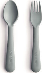 Mushie Baby Set mit Gabel Fork & Spoon aus Kunststoff Sage 2Stück