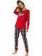 Minerva Winter Damen Pyjama-Set Baumwolle Rot