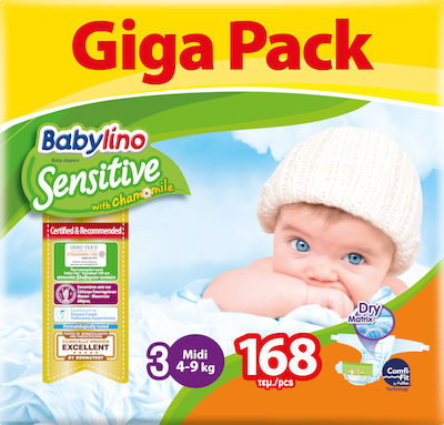 Babylino Sensitive Πάνες με Αυτοκόλλητο No. 3 για 4-9kg 168τμχ