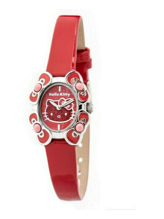 Hello Kitty Kinder-Analoguhr mit Lederarmband Rot