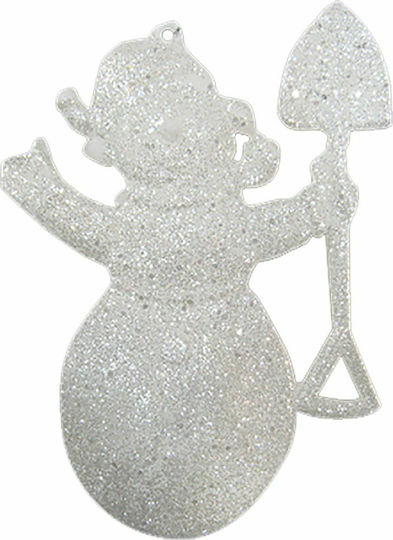 93-1567 Hängender Schneemann Ornament Kunststoff Weiß 8x11cm Set 2Stück