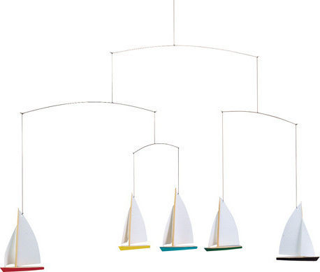 Flensted Mobiles Παιδικό Διακοσμητικό Μόμπιλε Δωματίου Λευκό από Ξύλο Ιστιοπλοϊκοί Αγώνες 35x65cm
