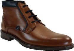 Softies Men's Leather Military Boots Tabac Brown