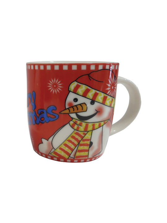 Christmas Mug Ceramic Red D8.5cm 1pcs