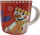 Christmas Mug Ceramic Red D8.5cm 1pcs