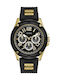 Guess Herrenuhr 46mm Automatisch mit Schwarz Kautschukarmband