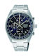 Seiko Conceptual Series Ανδρικό Ρολόι 41.5mm Χρονογράφος Μπαταρίας με Ασημί Μεταλλικό Μπρασελέ