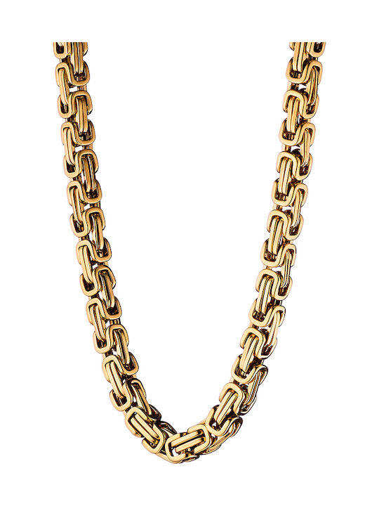 Oxzen 316L Chain Neck made of Steel Gold-plated Wide Thickness 10mm and Length 60cm