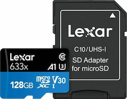 Lexar High-Performance 633x microSDXC 128GB Class 10 U3 V30 A1 UHS-I με αντάπτορα