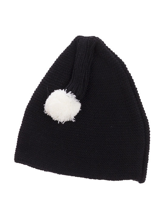 Baby knitted beanie with pom pom for boy and girl black