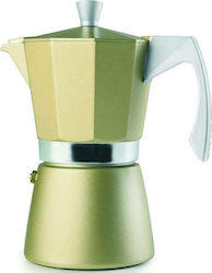 Ibili EVVA Cafetieră Pentru Plită Espresso 3 Căni Aurie