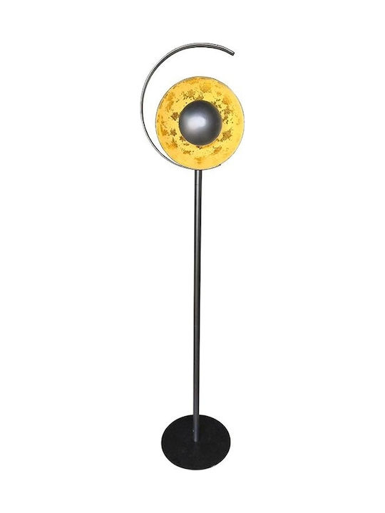 Inart Vintage Floor Lamp H155xW35cm. with Socket for Bulb E14 Black