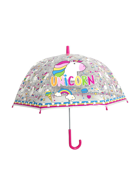 Chanos Kinder Regenschirm Gebogener Handgriff Unicorn Bunt