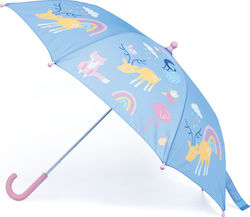 Penny Scallan Rainbow Blue Curved Handle Umbrella 80cm