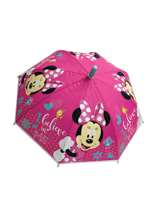 Disney Παιδική Ομπρέλα Μπαστούνι Minnie Ροζ