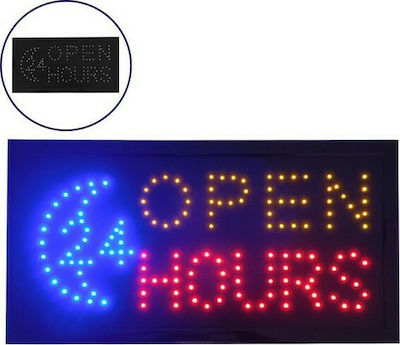 GloboStar Open 24 Hours LED Signs with Motion One - Sided 48x25cm Red / Blue / Orange