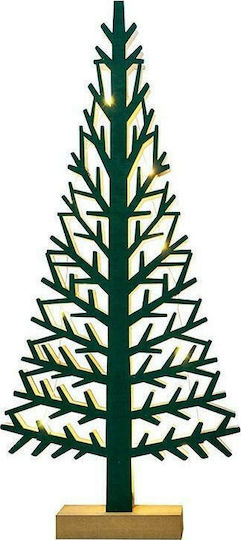 Christmas Decorative Illuminated Wood Tree 47cm IP20 Battery Green