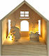 XMASfest Christmas Illuminated Decorative Wooden House Beige with Battery 15x12x4.5cm. 93-2749