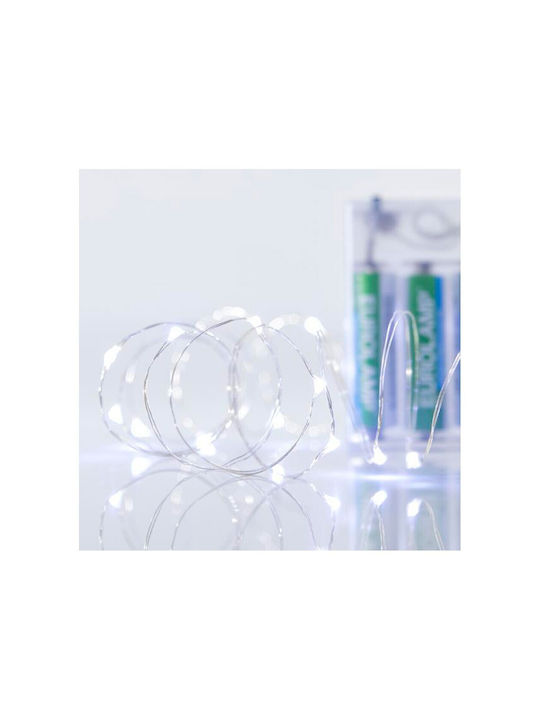 20 Светлини LED 1.9m. Бели На батерия тип Лента 1бр