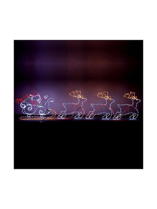 Outdoor Illuminated Santa Claus Electric in Sleigh with Light Tube 120x500x30cm