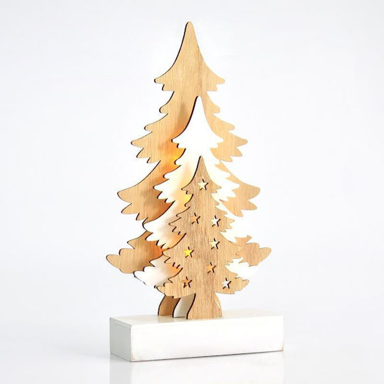 Christmas Decorative Illuminated Wood Tree 22.5cm IP20 Battery Beige 3pcs