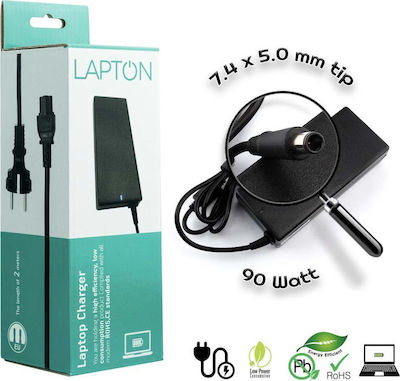 LaptOn Laptop Charger 90W 19V 4.74A for HP with Detachable Power Cord