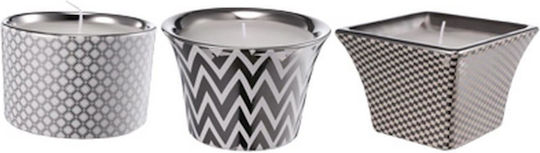 Artekko Lumânare Decorativă Herringbone Borcan Argintiu 10x7cm 3 Bucăți