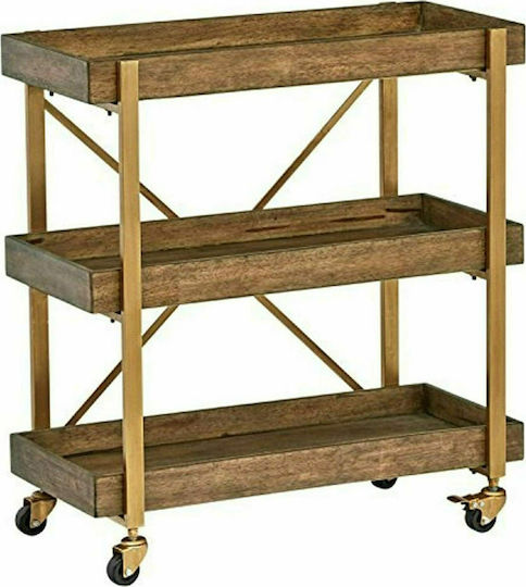 Garkost Creations Gardikiotis Wooden 3-Tier Brown Trolley S-K18D