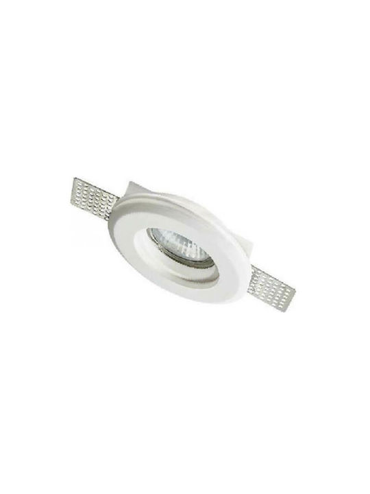 Aca Round Plaster Recessed Spot with Socket GU10 White 10x10cm.