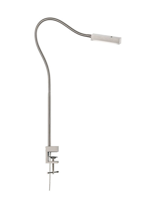 Fischer Honsel Raik LED Office Lamp with Flexible Arm and Clip in Silver Color