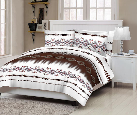 Le Blanc Bettwäsche-Set Doppel mit Gummiband 150x200+20cm. San Fransisco Brown 4Stück