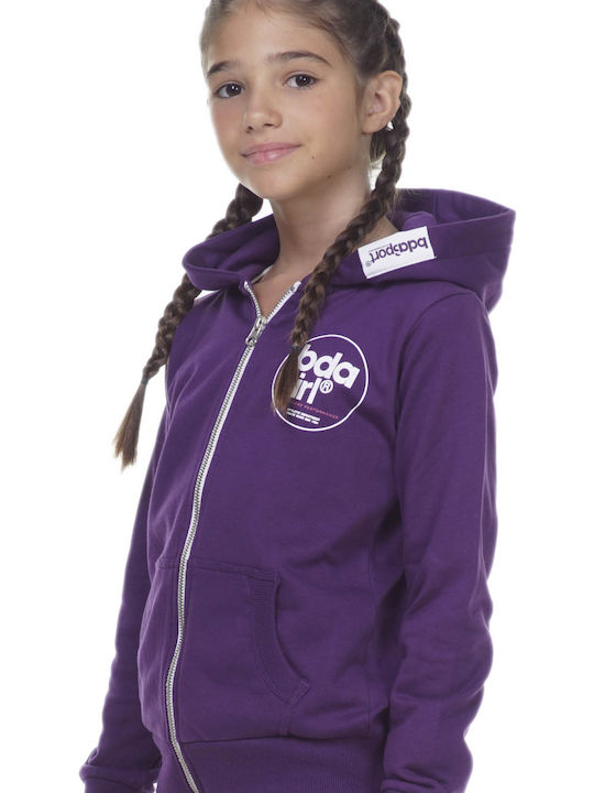 Kids Sweatshirt Cardigan with Hood and Pockets Purple