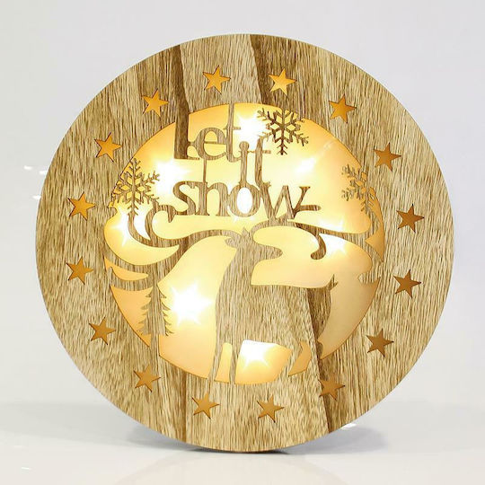 Eurolamp Illuminated Christmas Wooden Figure Reindeer Beige 30x30x30cm