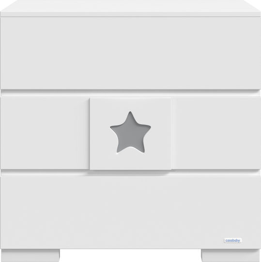 Stars Baby Dresser with 3 Drawers White 93x50x90cm