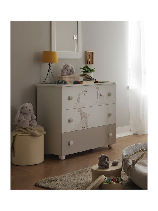 Savana Baby Dresser with 3 Drawers Bianco/Tortora 94x50x92cm