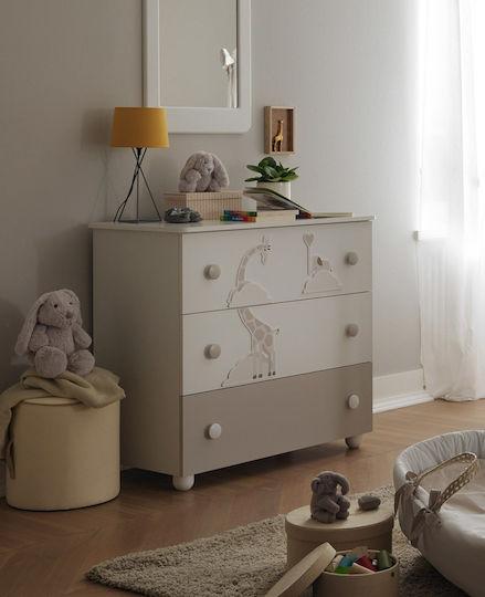 Savana Baby Dresser with 3 Drawers Bianco/Tortora 94x50x92cm