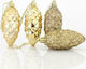 Hängendes Ornament Kiefer Kunststoff Gold 4x9cm Set 4Stück